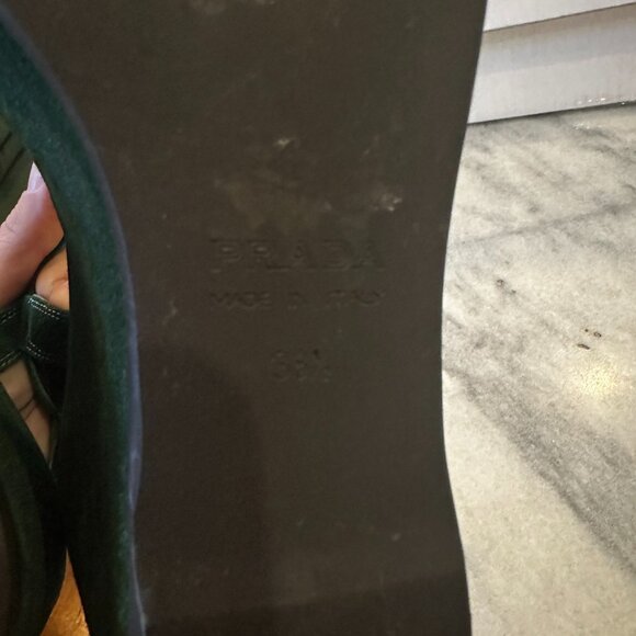 Prada Green Suede Wedge Platform Sandals Vintage 90s/Y2K 8.5 - Picture 10 of 11